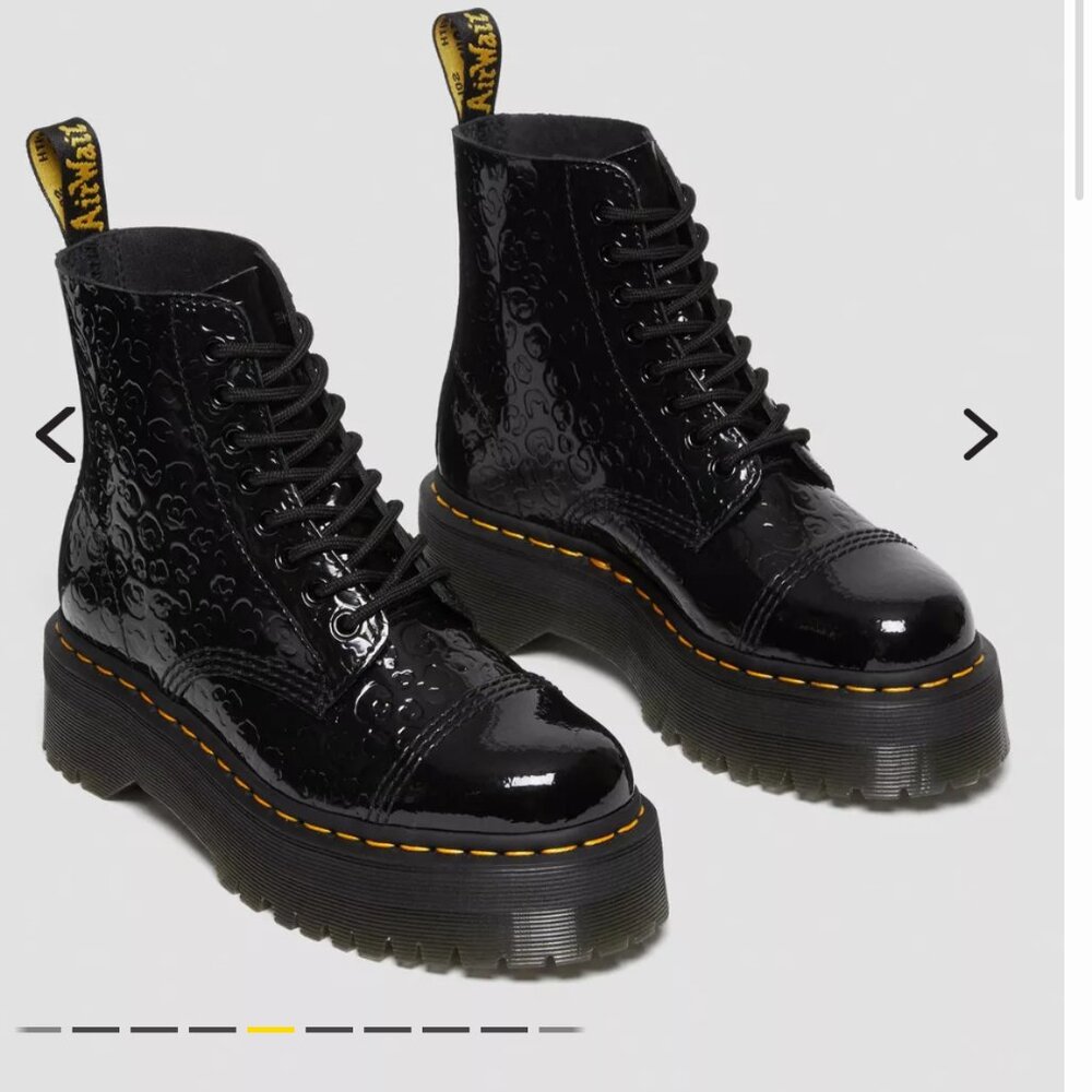 Dr Martens Sinclair Leopard Emboss Patent Leather Platform Boots